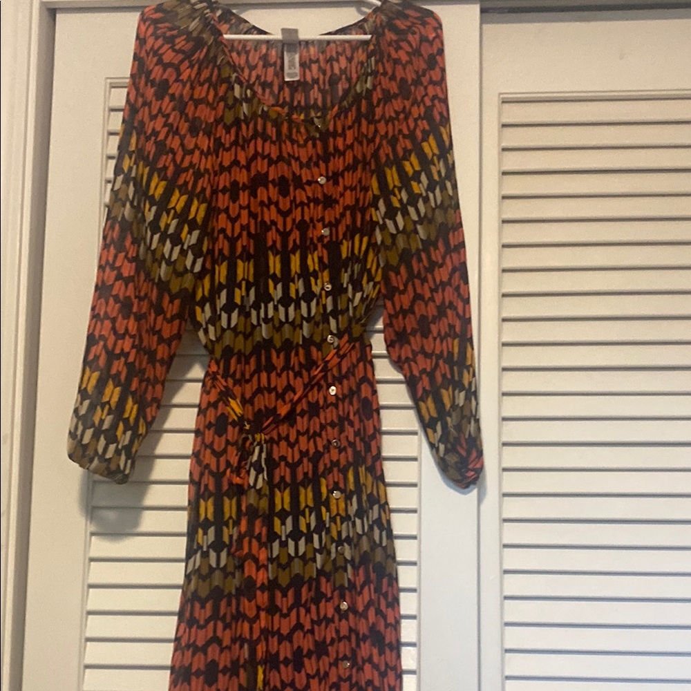 Pure Energy Orange and Black Long Sleeve Sundress